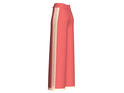Girls Wide-Leg Side Lace Panel Sweatpant 3D Model