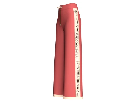 Girls Wide-Leg Side Lace Panel Sweatpant 3D Model