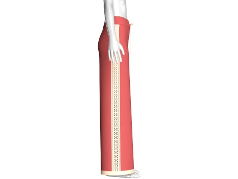 Girls Wide-Leg Side Lace Panel Sweatpant 3D Model