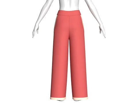 Girls Wide-Leg Side Lace Panel Sweatpant 3D Model
