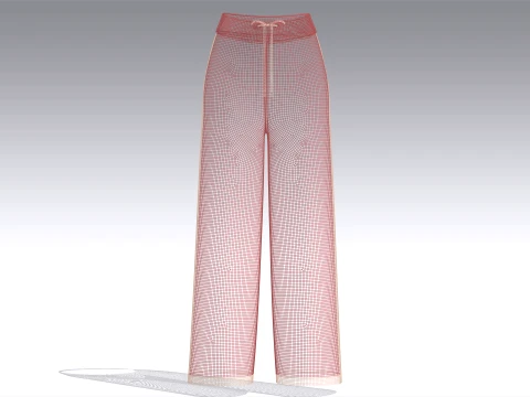 Girls Wide-Leg Side Lace Panel Sweatpant 3D Model