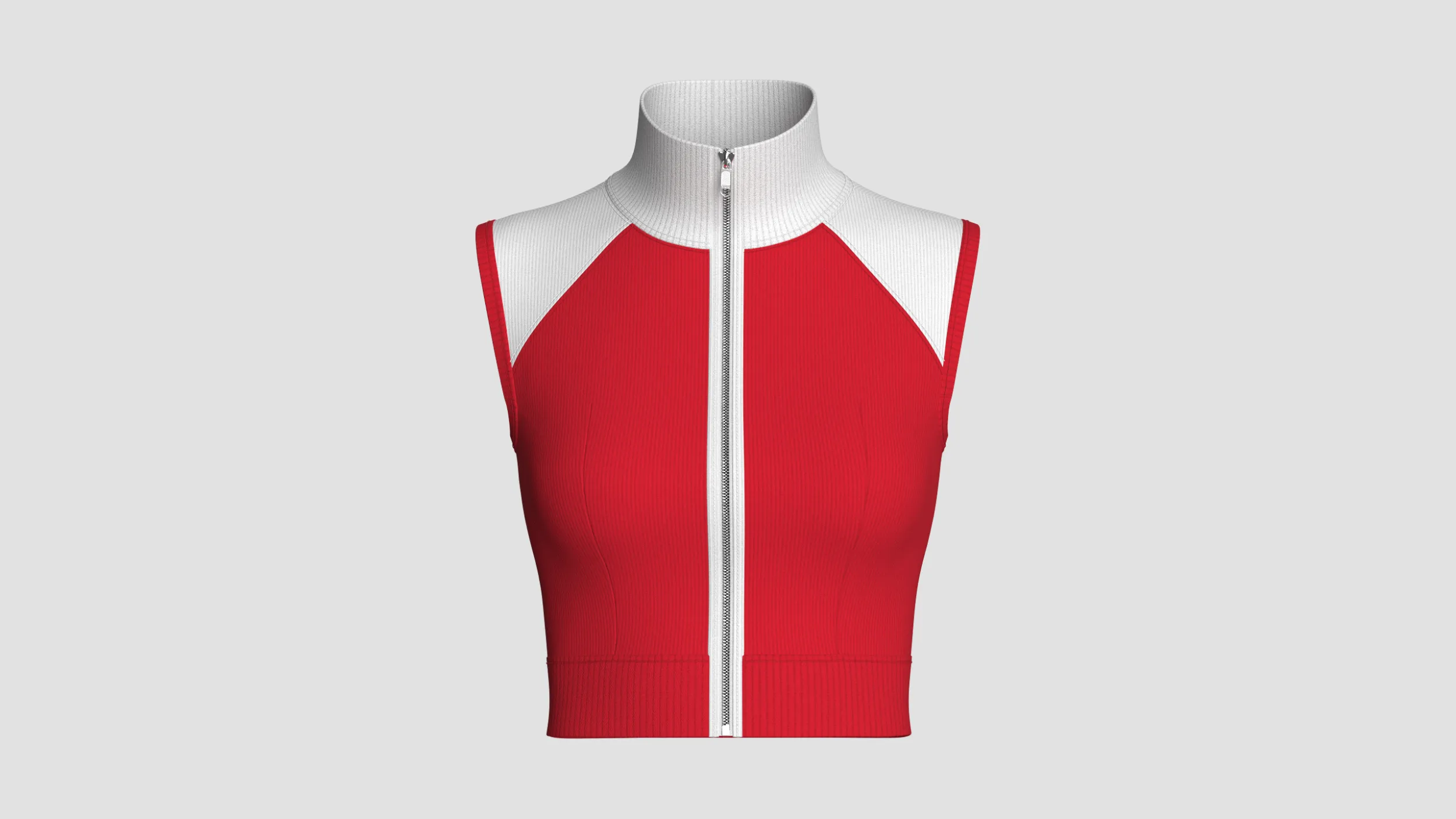 Girls Sleeveless Zip-Up Ribbed Crop Top 3D Model .c4d .max .obj .3ds .fbx .stl .blend