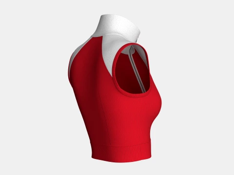 Girls Sleeveless Zip-Up Ribbed Crop Top 3D Model