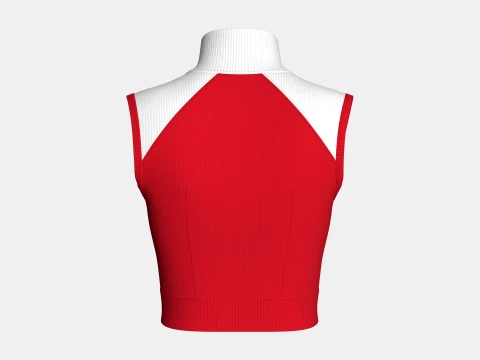 Girls Sleeveless Zip-Up Ribbed Crop Top 3D Model