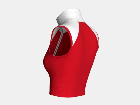 Girls Sleeveless Zip-Up Ribbed Crop Top 3D Model
