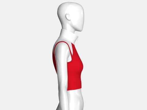 Girls Sleeveless Zip-Up Ribbed Crop Top 3D Model
