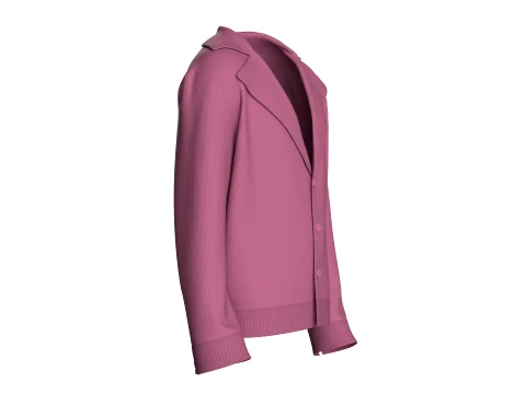 Men Button Up Ribbed Sweater 3D Model