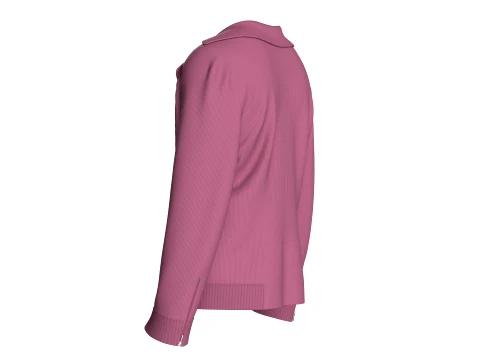 Men Button Up Ribbed Sweater 3D Model