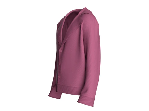 Men Button Up Ribbed Sweater 3D Model