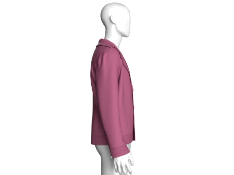 Men Button Up Ribbed Sweater 3D Model