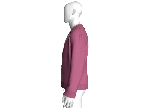 Men Button Up Ribbed Sweater 3D Model
