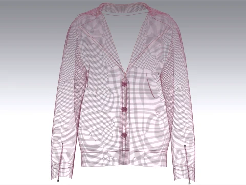 Men Button Up Ribbed Sweater 3D Model