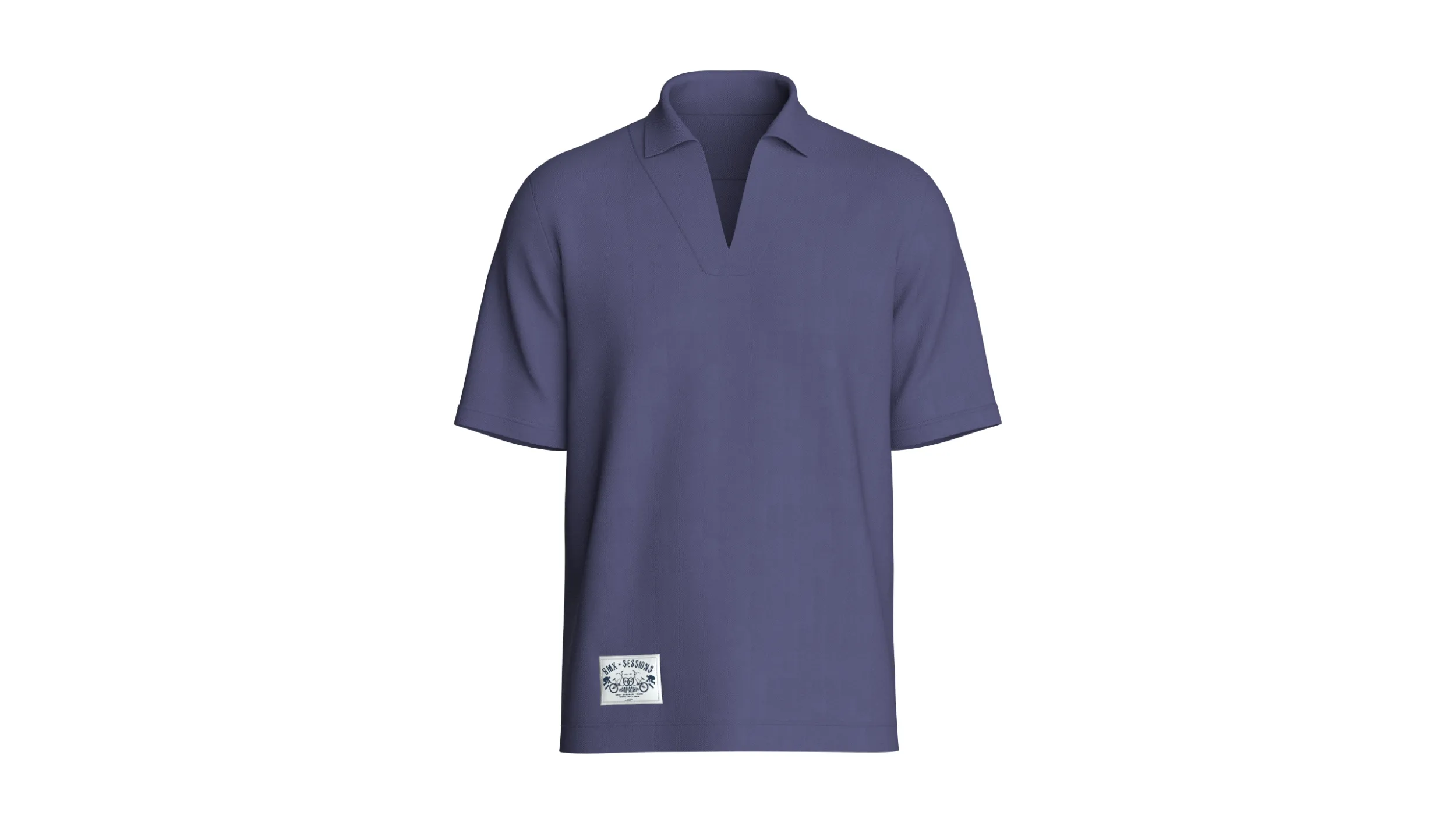 Men V-Neck Polo Shirt With Patch 3D Model .c4d .max .obj .3ds .fbx .stl .blend 
