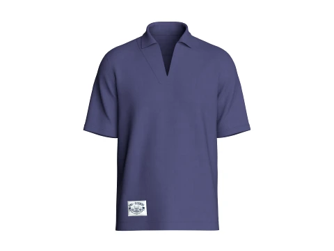 Polo de hombre con cuello en V y parche Modelo 3D