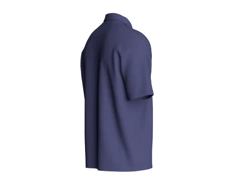 Men V-Neck Polo Shirt With Patch 3D Model