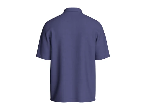 Men V-Neck Polo Shirt With Patch 3D Model