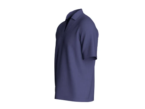 Men V-Neck Polo Shirt With Patch 3D Model