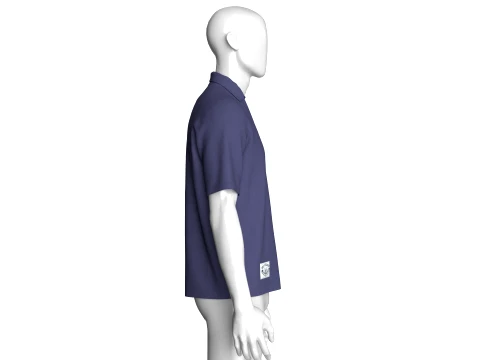 Men V-Neck Polo Shirt With Patch 3D Model