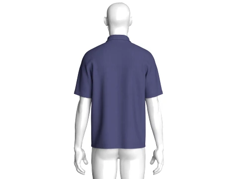 Men V-Neck Polo Shirt With Patch 3D Model