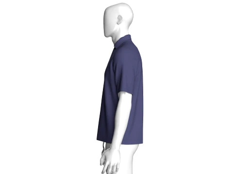 Men V-Neck Polo Shirt With Patch 3D Model