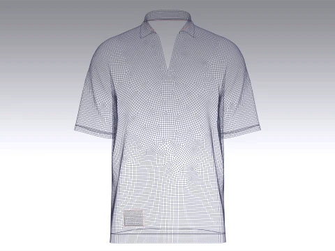 Men V-Neck Polo Shirt With Patch 3D Model