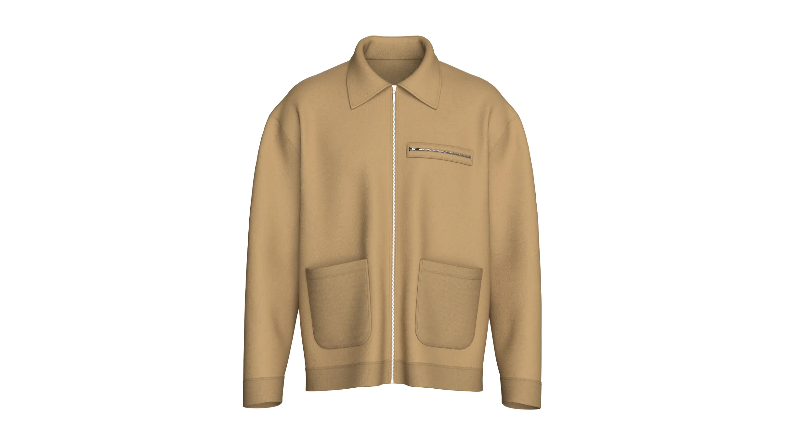 Men Collared Work Jacket 3D Model .c4d .max .obj .3ds .fbx .stl .blend 