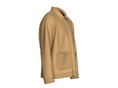 Men Collared Work Jacket 3D Model
