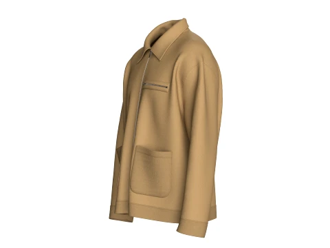 Men Collared Work Jacket 3D Model