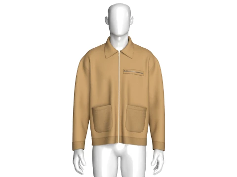 Men Collared Work Jacket 3D Model