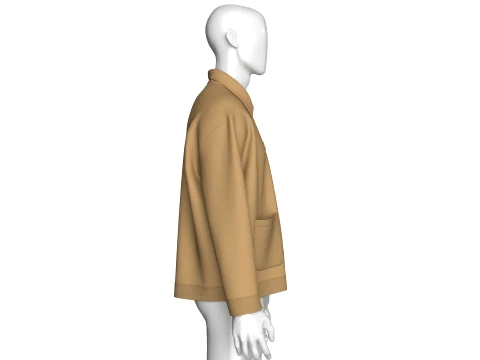 Men Collared Work Jacket 3D Model