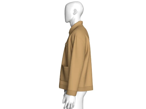 Men Collared Work Jacket 3D Model