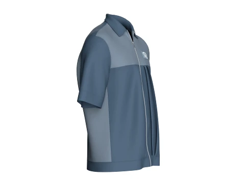 Men Half-Sleeve Zip Up Polo Shirt 3D Model