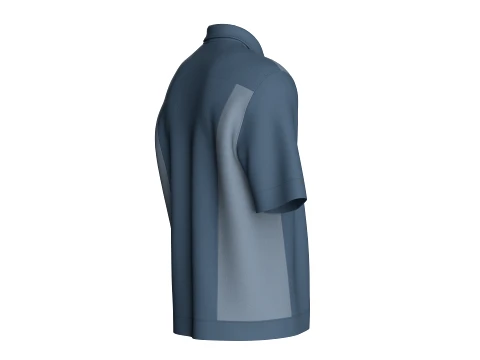 Men Half-Sleeve Zip Up Polo Shirt 3D Model