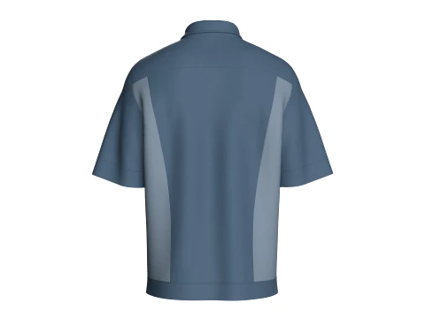 Men Half-Sleeve Zip Up Polo Shirt 3D Model