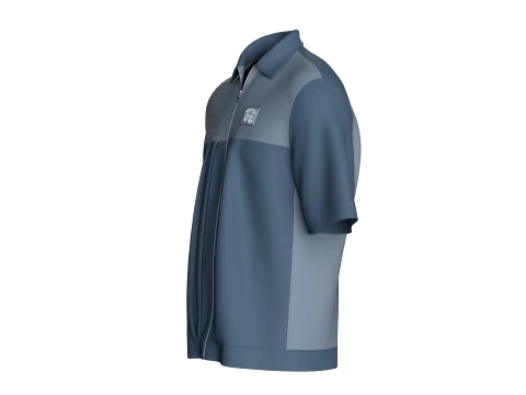 Men Half-Sleeve Zip Up Polo Shirt 3D Model