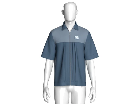 Men Half-Sleeve Zip Up Polo Shirt 3D Model