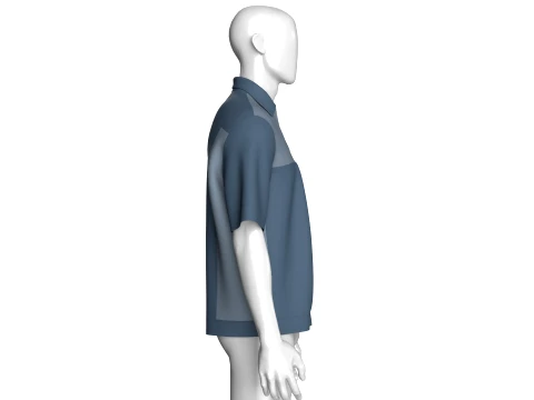 Men Half-Sleeve Zip Up Polo Shirt 3D Model