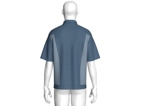 Men Half-Sleeve Zip Up Polo Shirt 3D Model