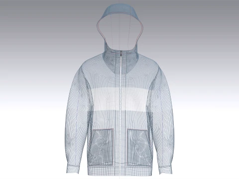 Men Multi-Color Hooded Jacket 3D Model