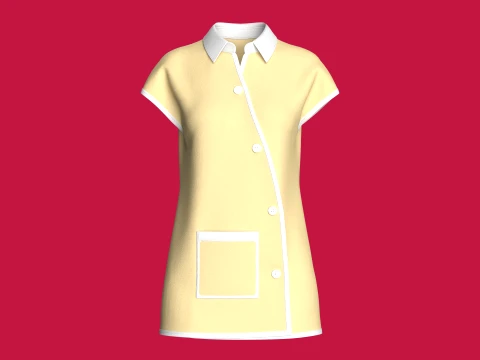 Vestido cruzado con cuello y botones para niñas Modelo 3D