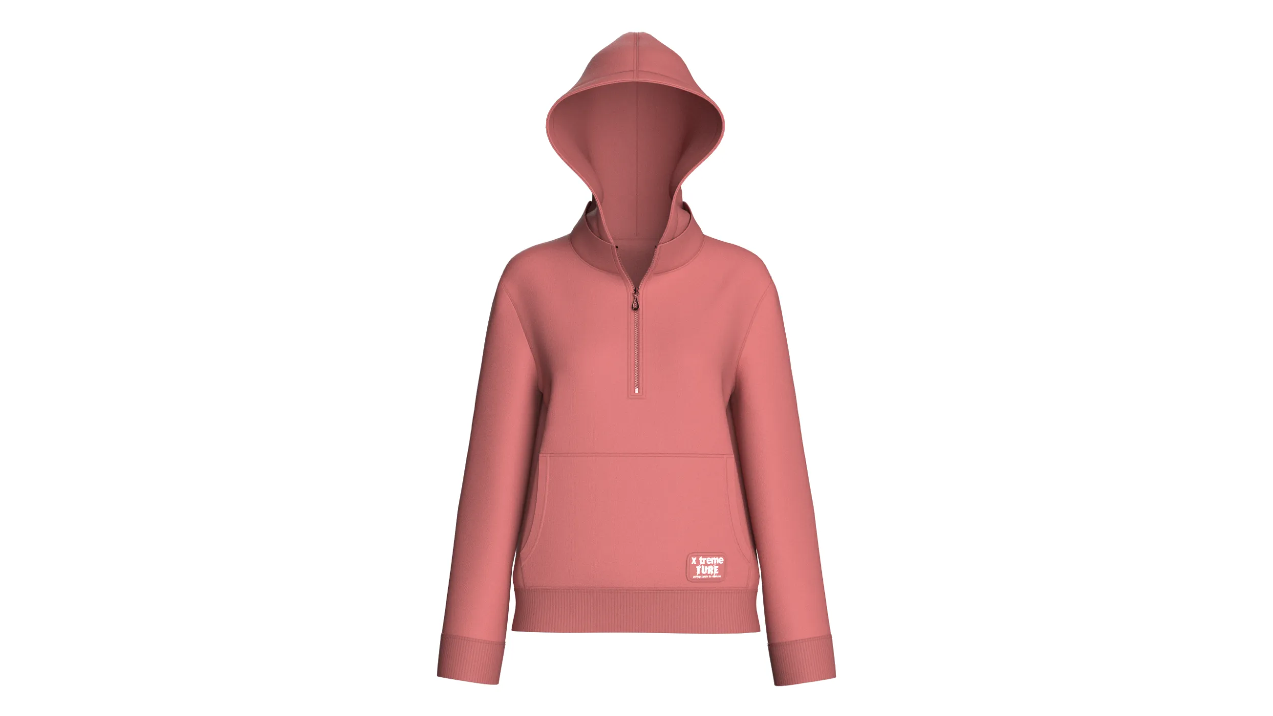 Girls Half-Zip Hooded Jacket With Kangaroo Pocket 3D Model .c4d .max .obj .3ds .fbx .stl .blend