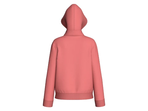 Girls Half-Zip Hooded Jacket With Kangaroo Pocket 3D Model