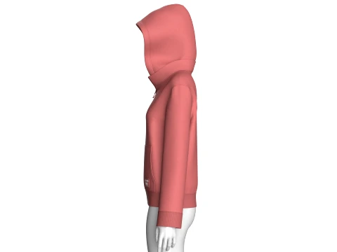 Girls Half-Zip Hooded Jacket With Kangaroo Pocket 3D Model