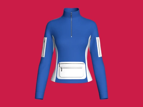 Girls Quarter Zip Jacket With Multi-Zip Pocket 3D Model