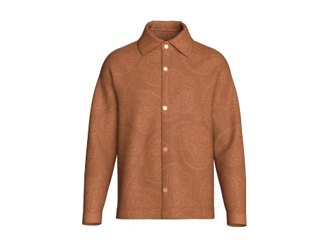 Men Printed Raglan Long Sleeve Shirt 3D Model
