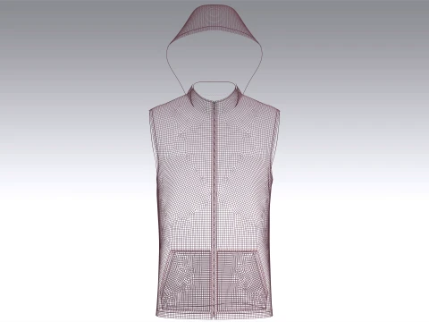 Mens Sleeveless Hooded Jacket 3D Model