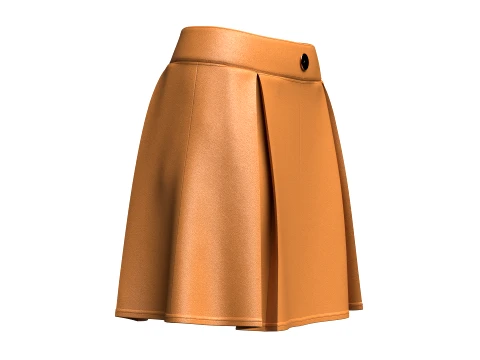 Girls High-Waisted Box Pleated Mini Skirt 3D Model