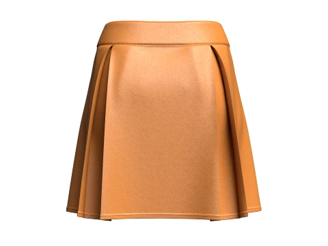 Girls High-Waisted Box Pleated Mini Skirt 3D Model