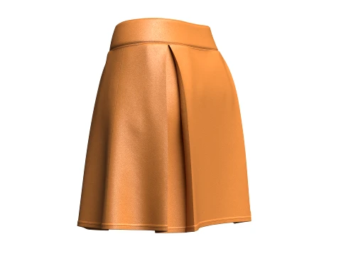 Girls High-Waisted Box Pleated Mini Skirt 3D Model