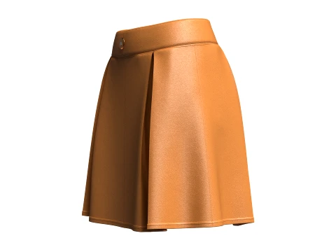 Girls High-Waisted Box Pleated Mini Skirt 3D Model